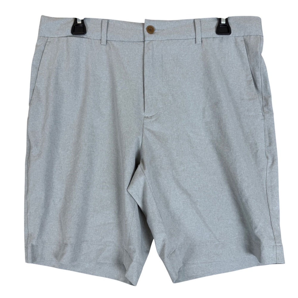 B Draddy Golf Shorts Size 32 Performance Flat Front Grey Heather 0321